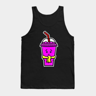 Cute and Cold Ice Slushie in Pink Strawberry Flavour with a Scarf - Pink Slushy Tank Top
